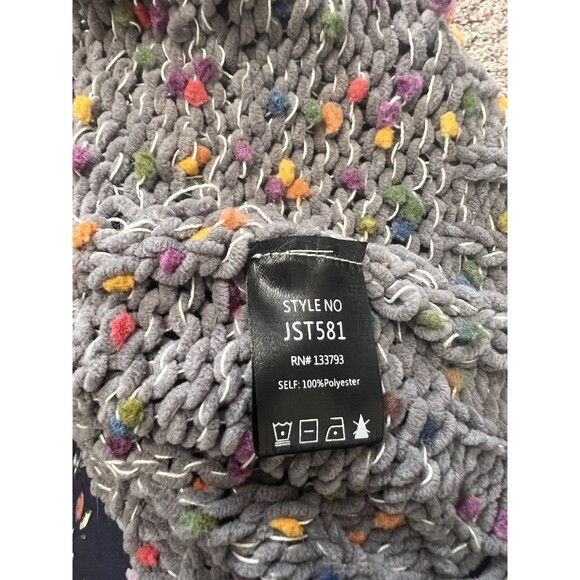 Pol Confetti Distressed Cropped Sweater Size Large Gray Long Sleeve Women's Top - Picture 7 of 8